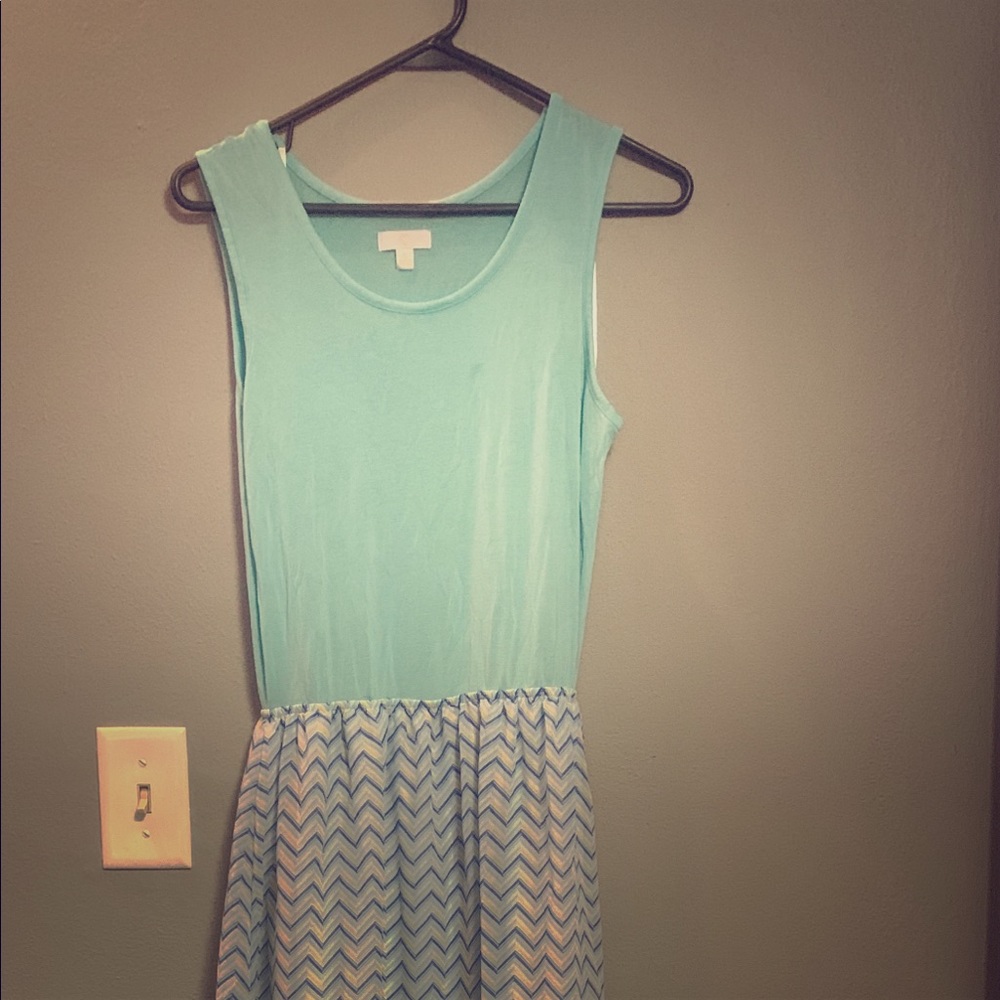 mint & chevron maxi dress